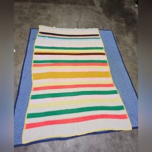 Colorful Striped Knit Throw Blanket